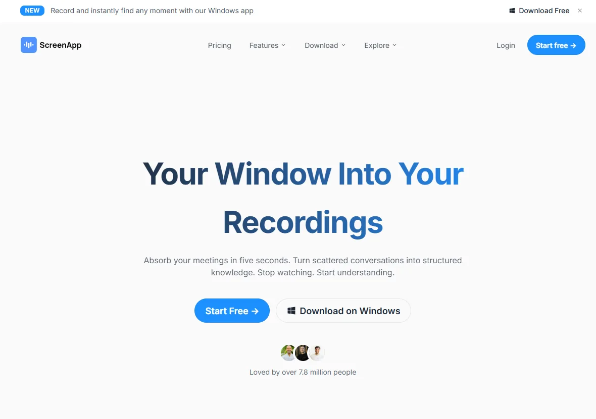 ScreenApp landing page