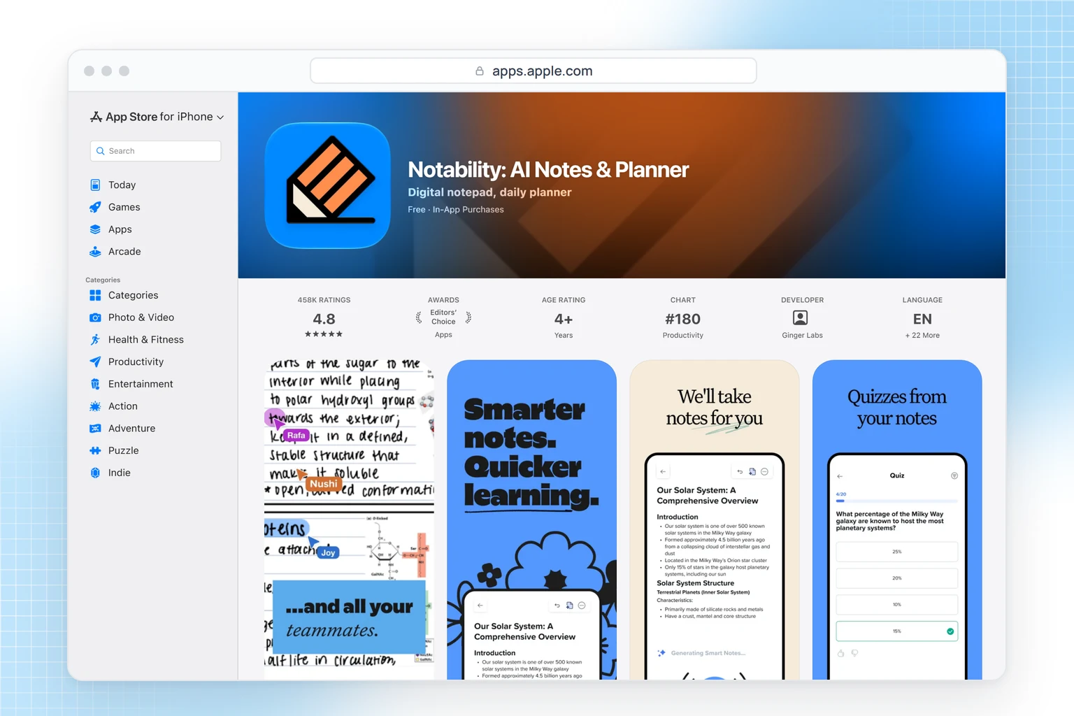 Notability on the App Store: handwritten notes with lecture audio synced to what you write