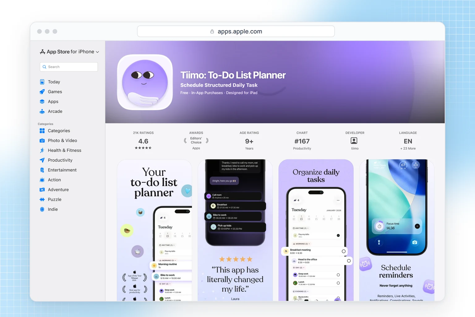 Tiimo on the App Store: a visual to-do list and day planner its maker says is built for neurodivergent people