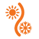 Icon showing a sun above and a snowflake below separated by a curved line, symbolizing heating and cooling.