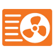 Icon of an orange air conditioning unit with a black fan symbol showing airflow.