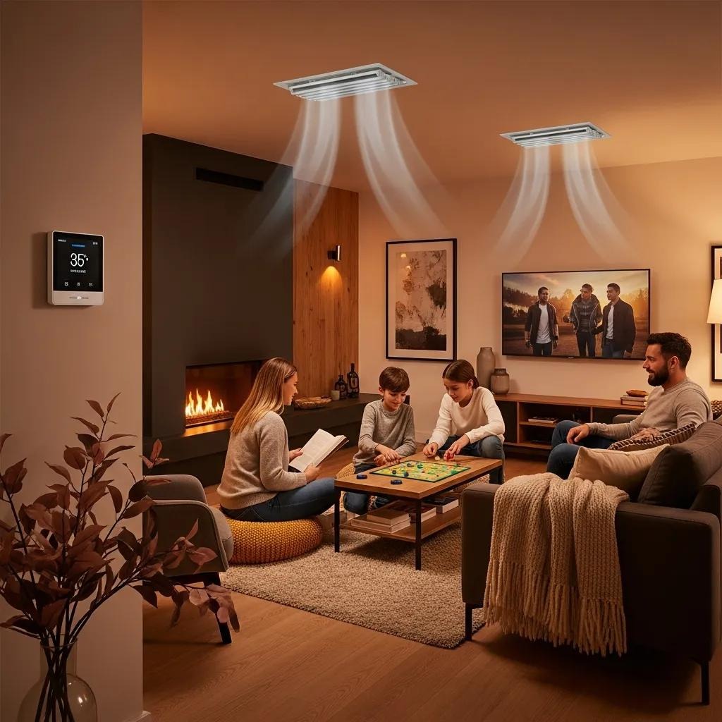 Family enjoying a comfortable indoor environment with a modern HVAC system