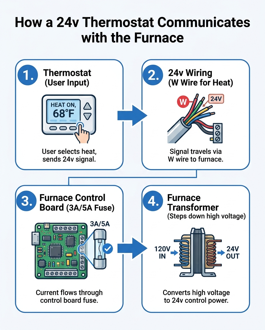 How a 24v Thermostat Communicates with the Furnace