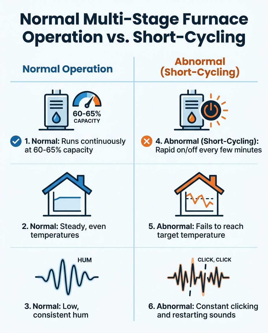 Normal Multi-Stage Furnace Operation vs. Short-Cycling