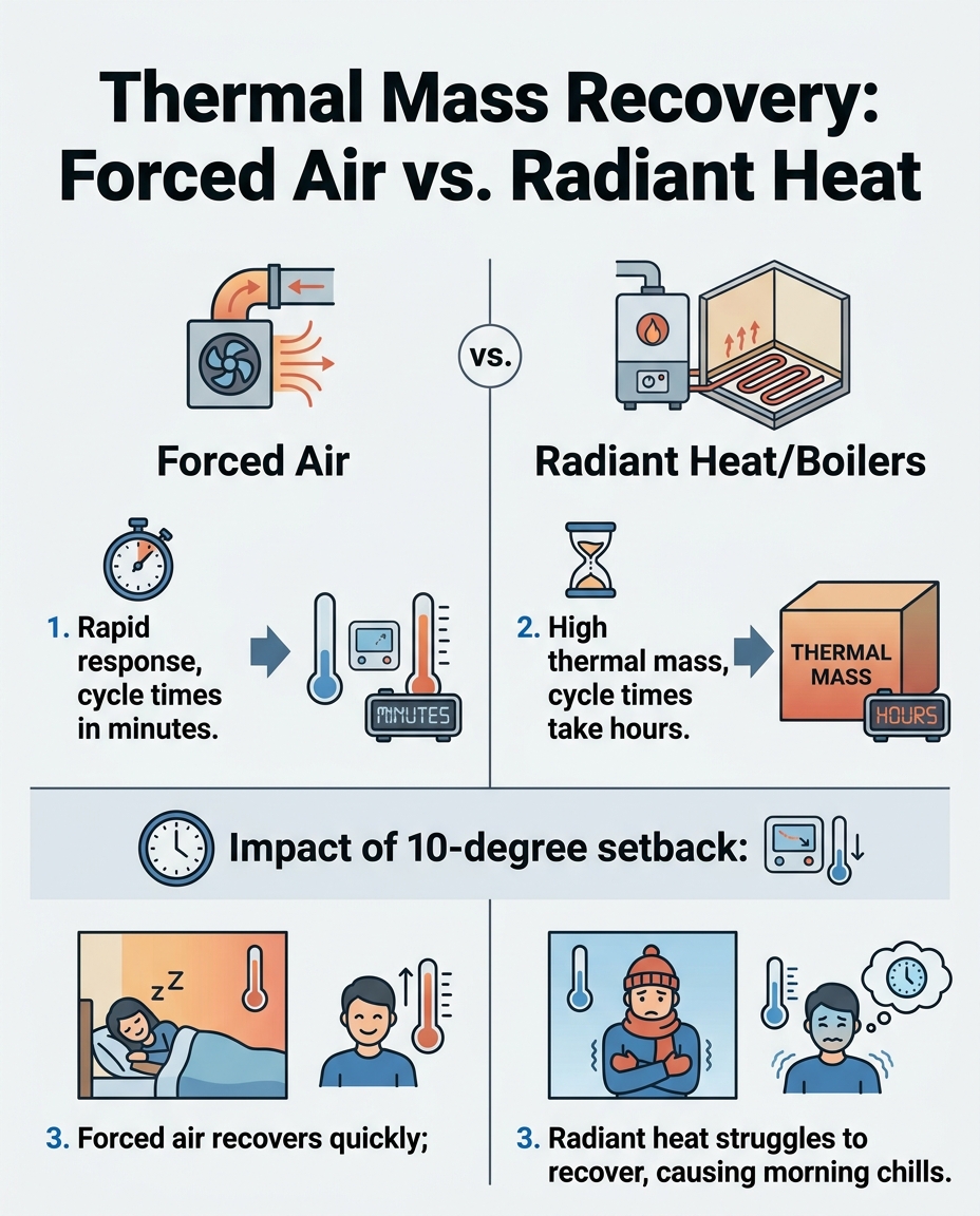 Thermal Mass Recovery: Forced Air vs. Radiant Heat