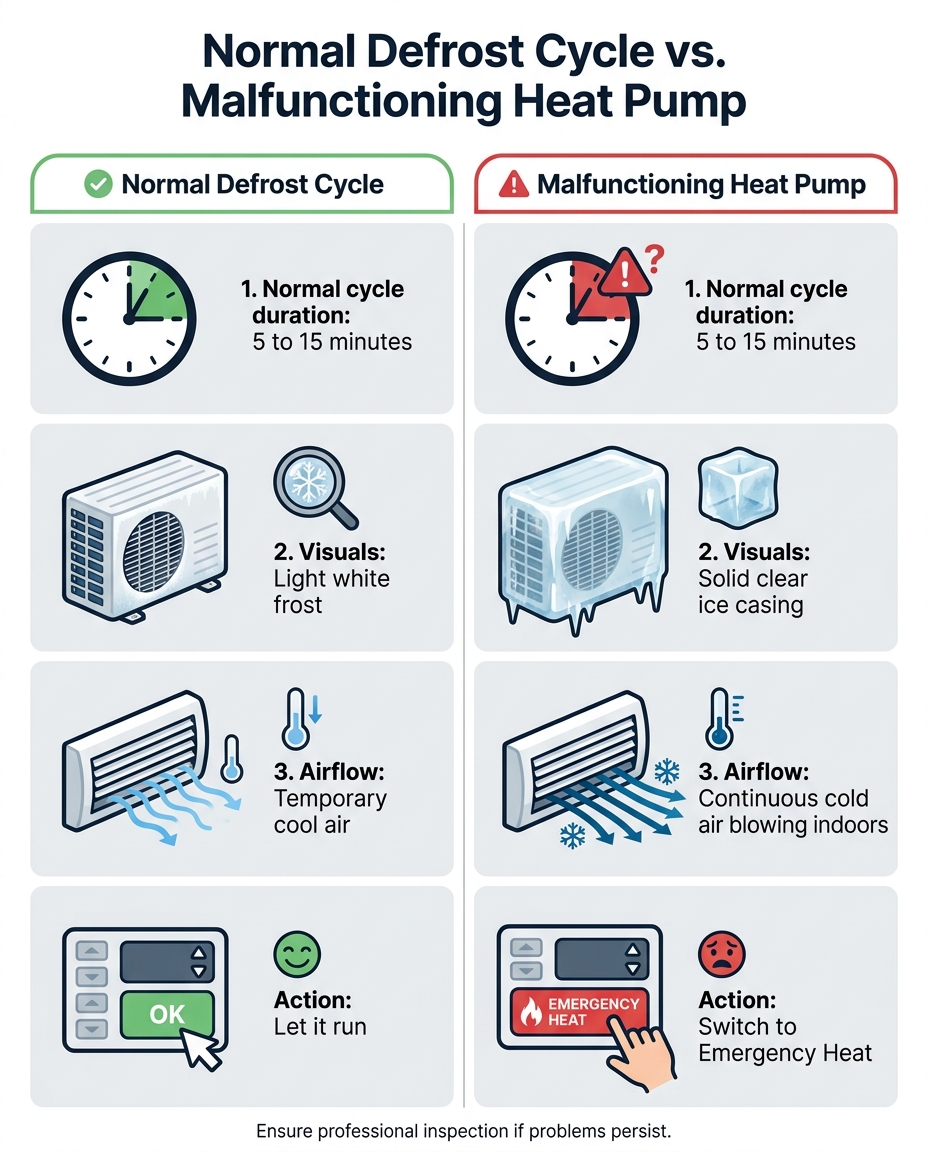 Normal Defrost Cycle vs. Malfunctioning Heat Pump