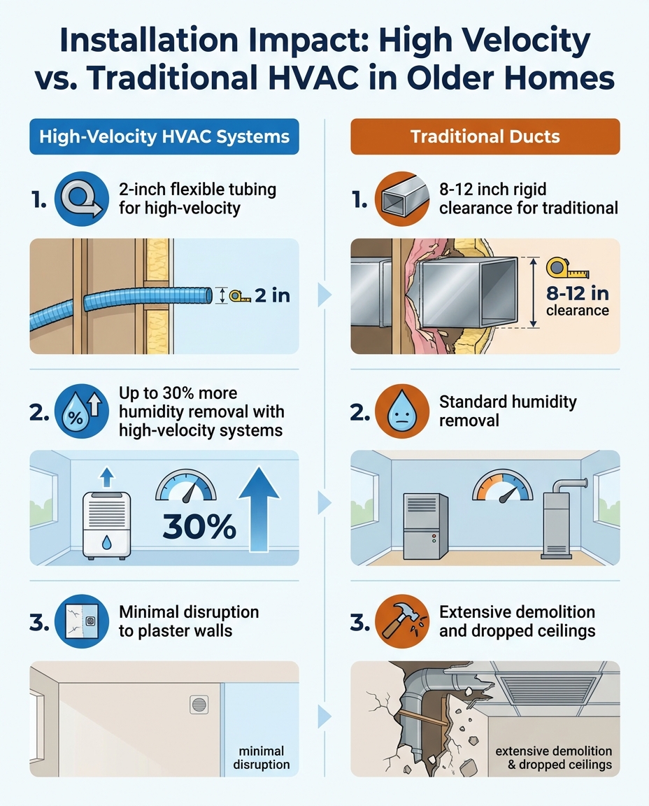 Installation Impact: High Velocity vs. Traditional HVAC in Older Homes