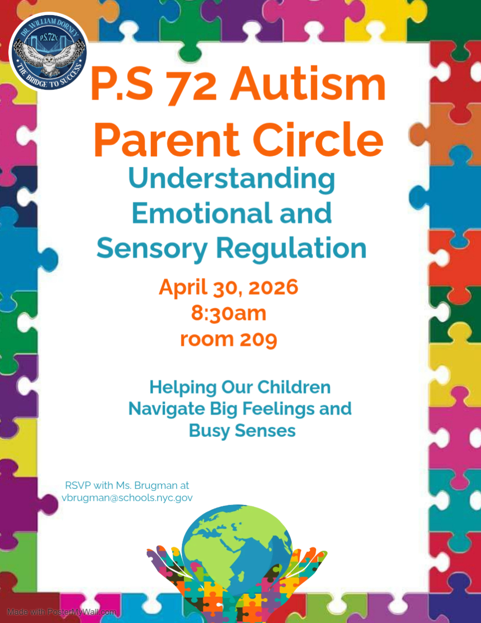 Autism Parent Circle event flyer with puzzle piece border