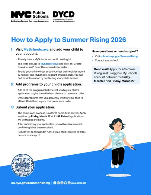 How to apply to Summer Rising 2026