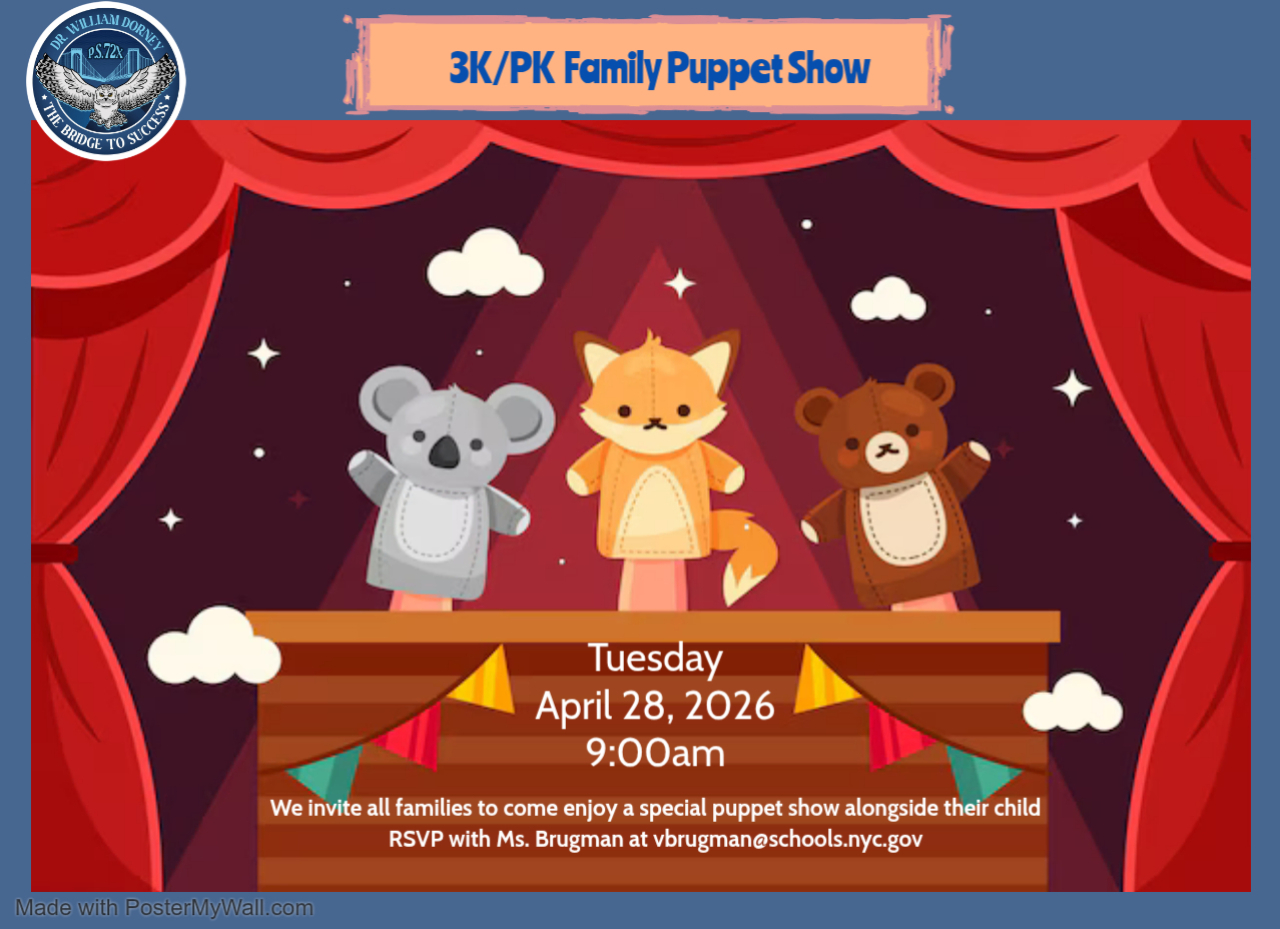Flyer for 3K PK Family Puppet Show on April 28 2026