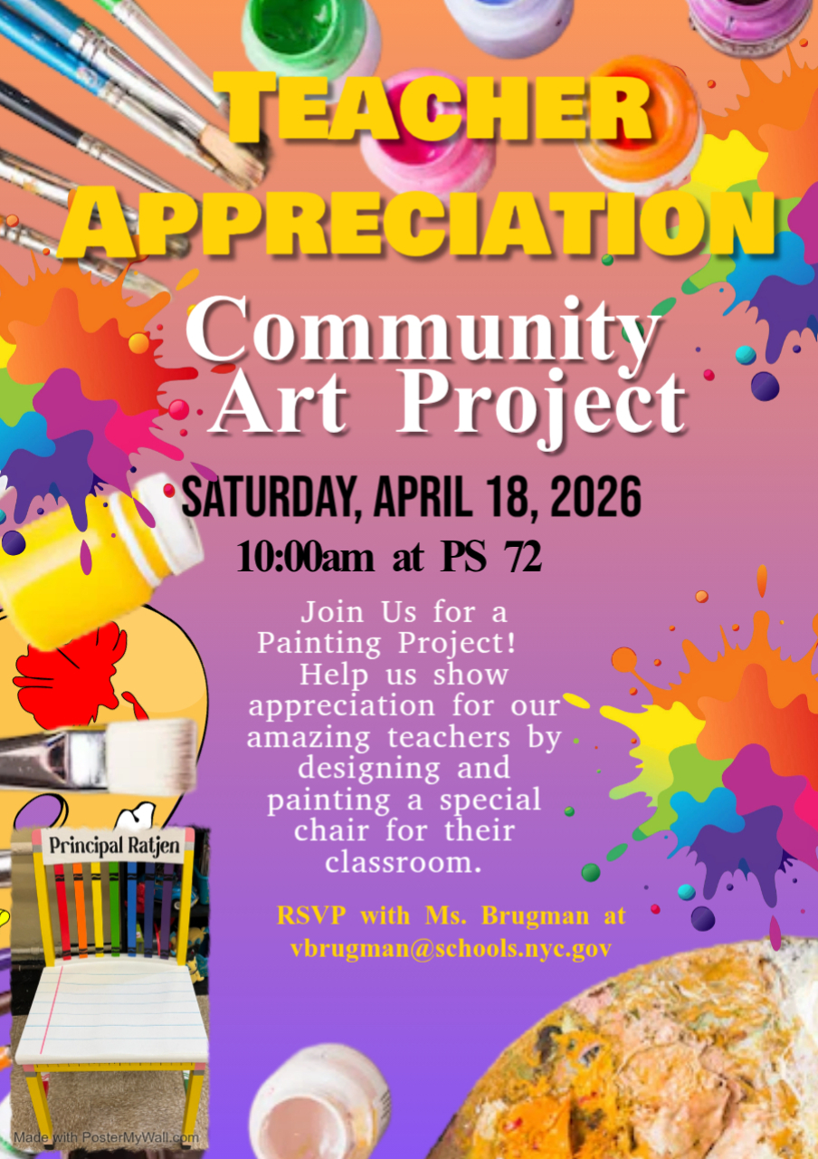 Teacher Appreciation Community Art Project flyer April 18 2026