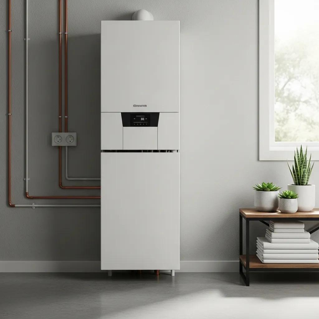 Modern energy-efficient boiler installed in a stylish home, showcasing benefits of efficiency and design
