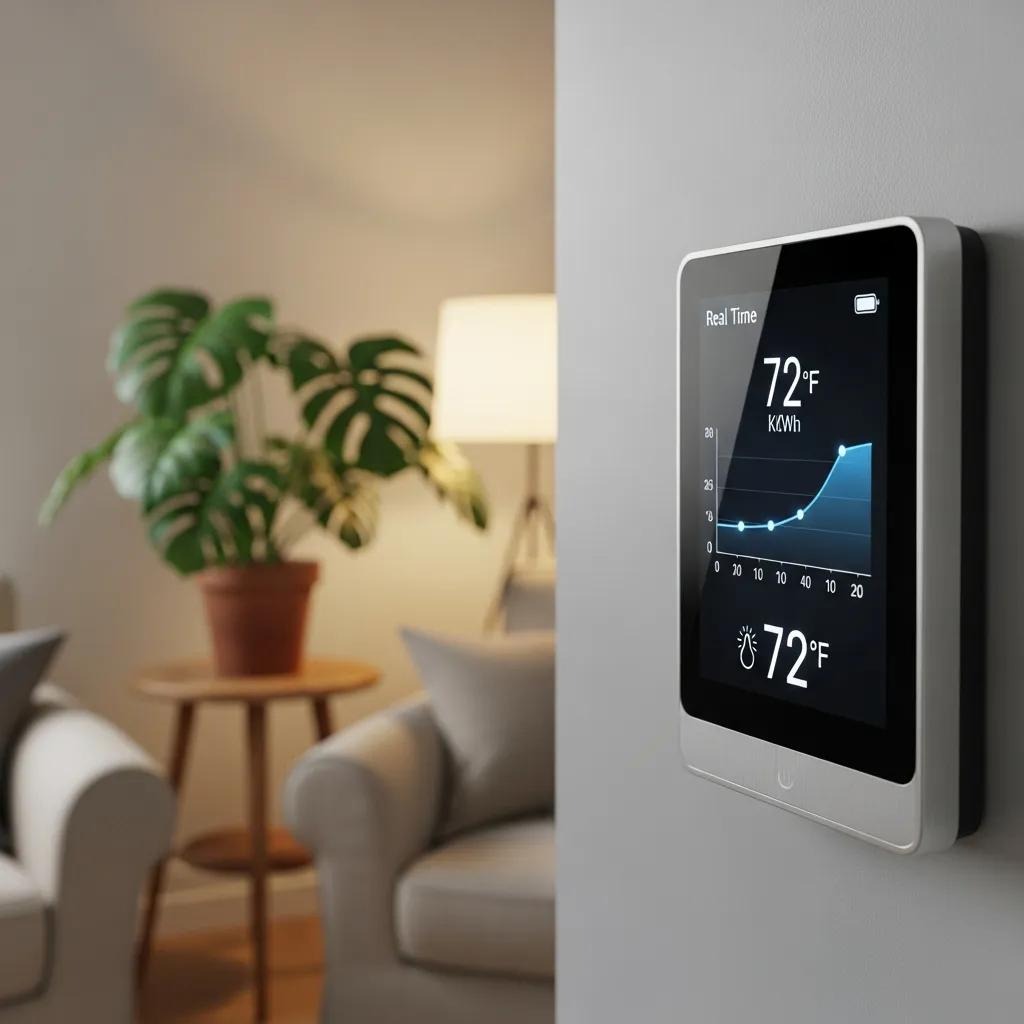 Modern smart thermostat showing a schedule in a home