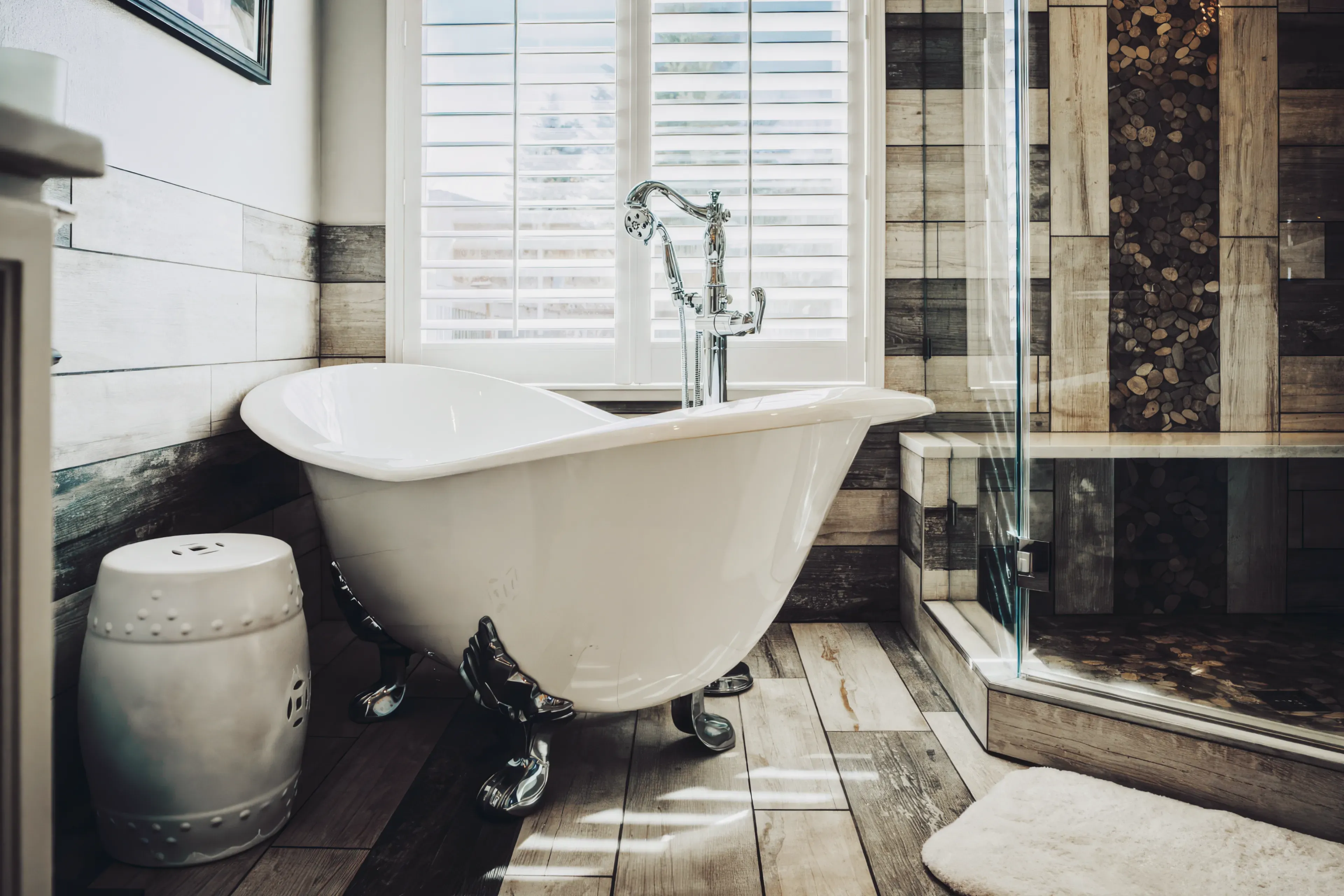 A photograph of a new claw foot bath with custom plumbing solutions from Homefix in Colorado Springs