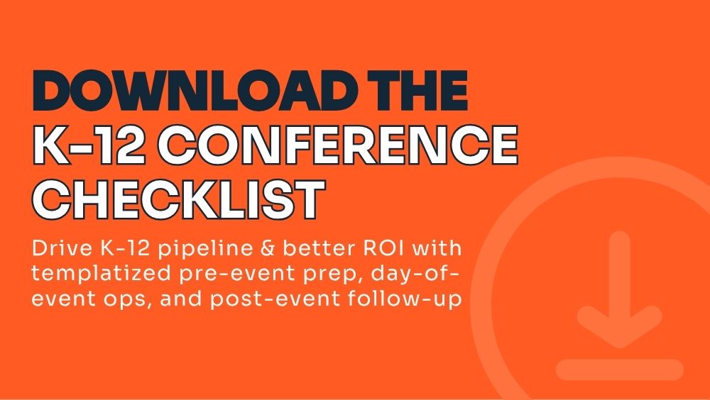 A graphic promoting the K-12 Event and conference checklist and urging readers to download it