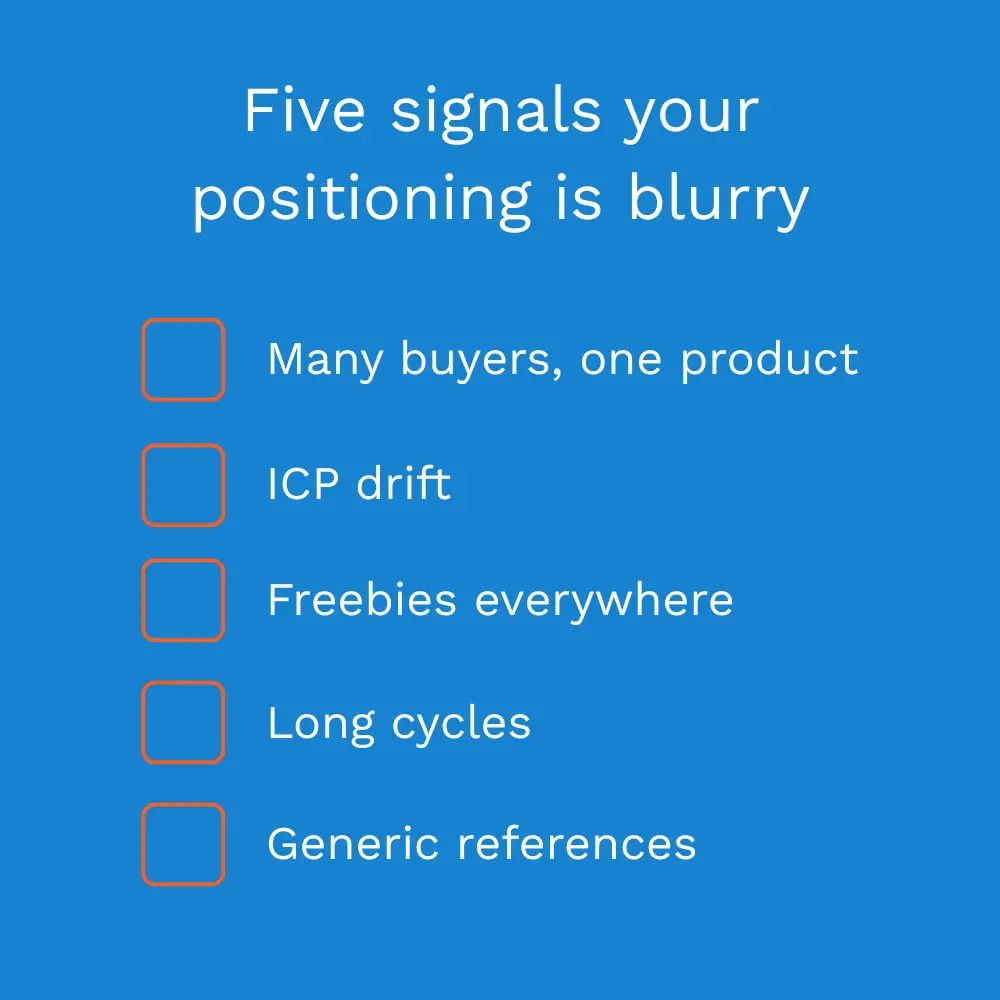 Checklist of common signals of weak EdTech positioning.