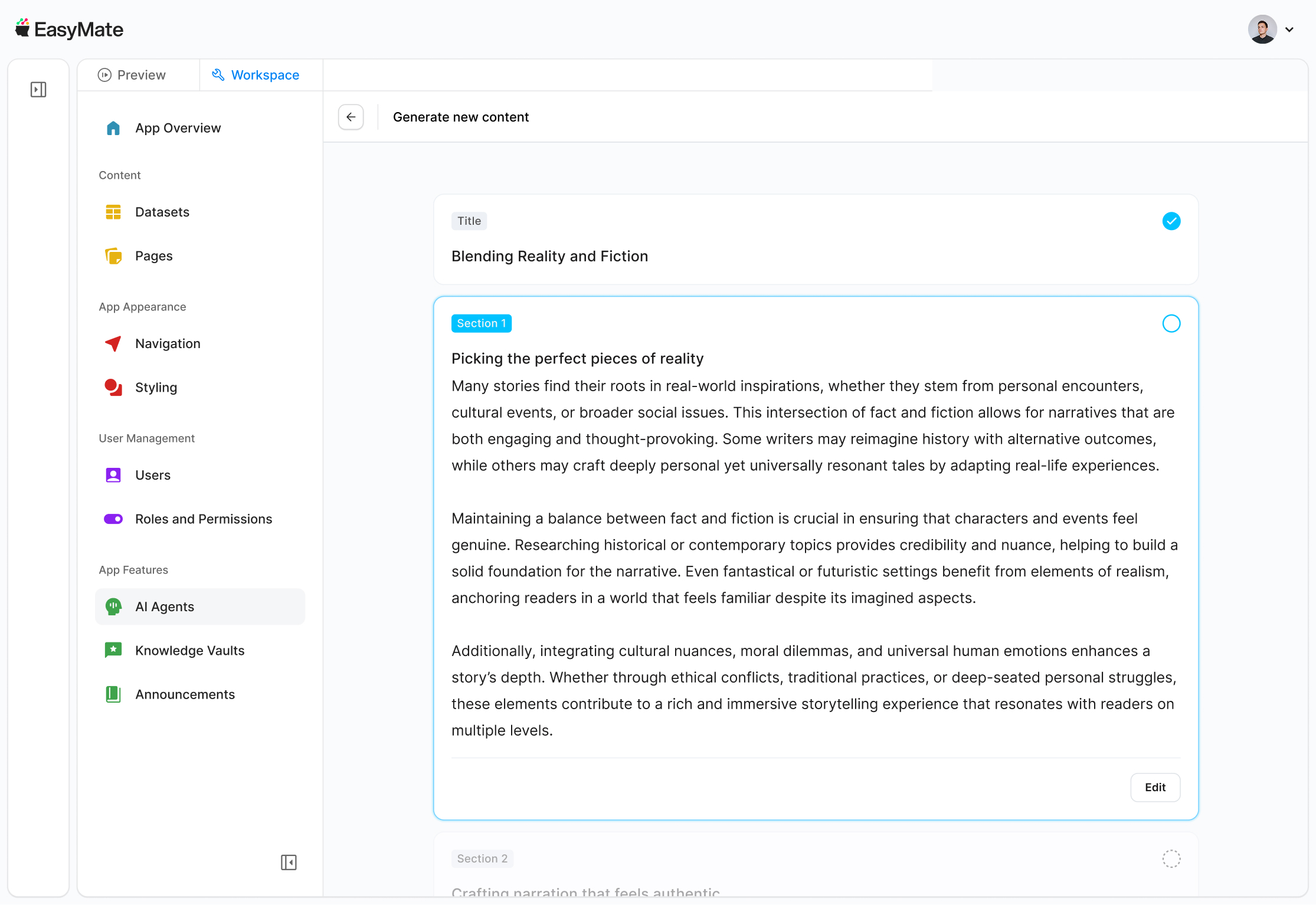 EasyMate learns from your data and creates new content to keep customers engaged.