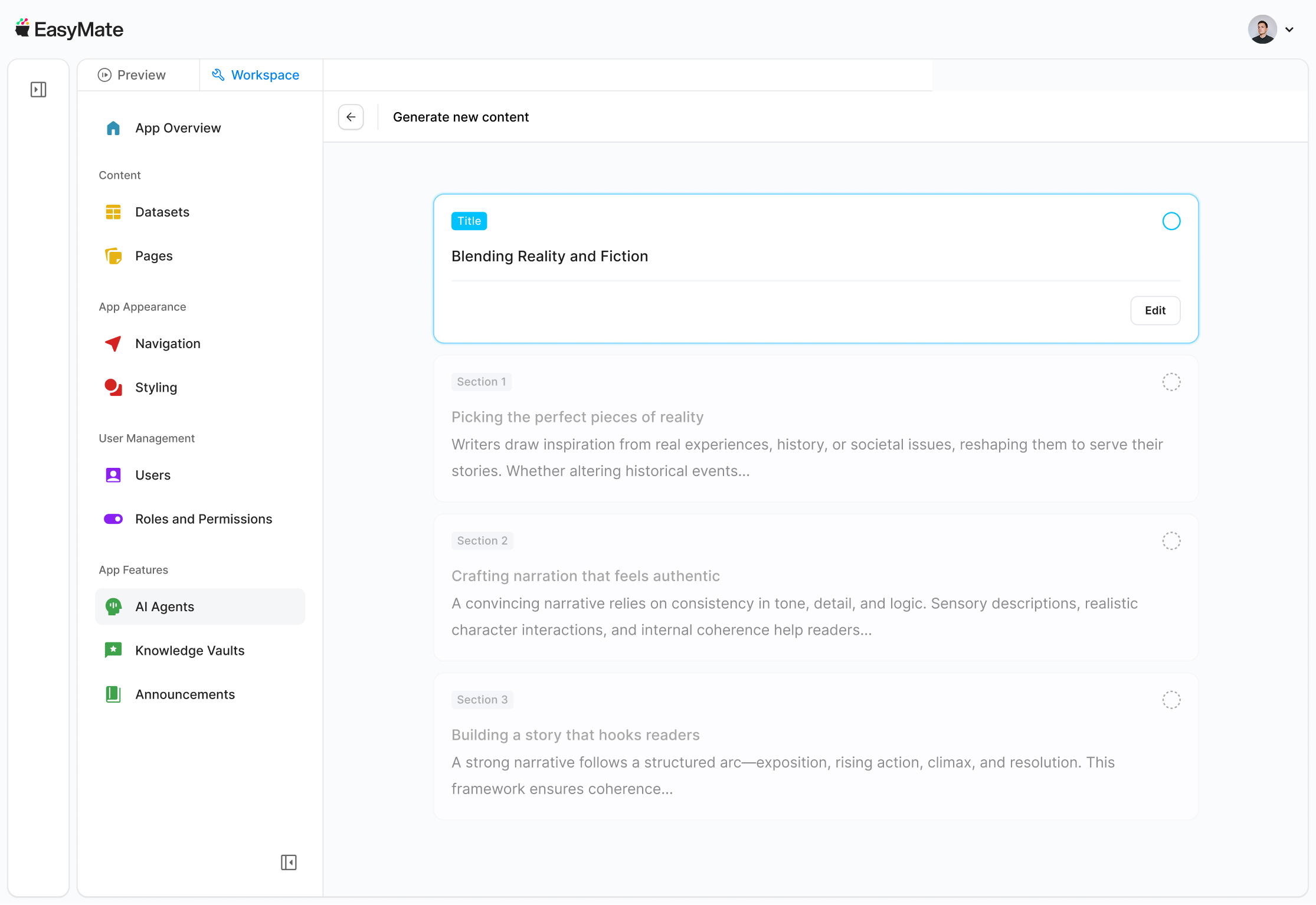 EasyMate learns from your data and creates new content to keep customers engaged.
