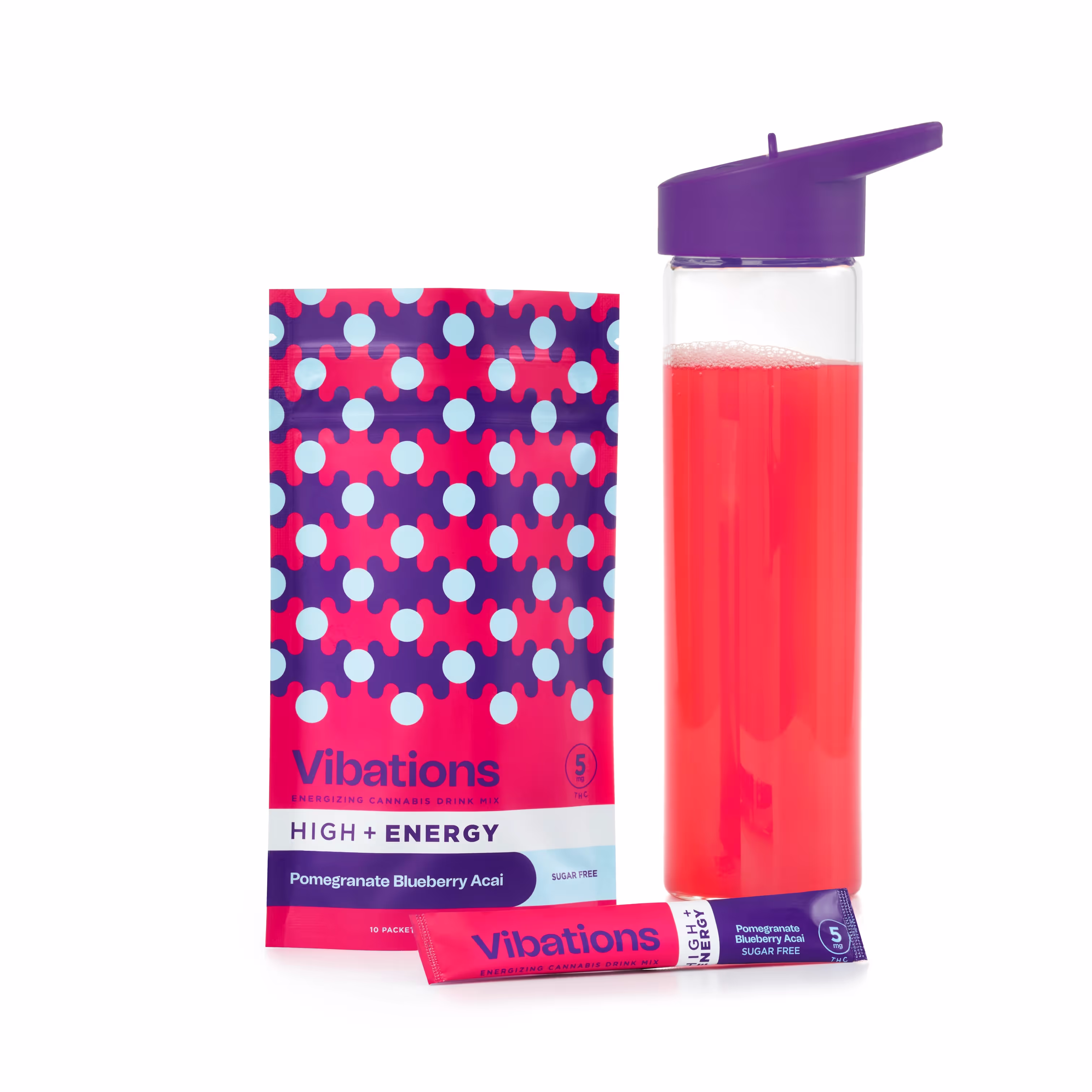 Pomegranate Blueberry Acai Drink Mix | THC+30mg Caffeine | 10pk