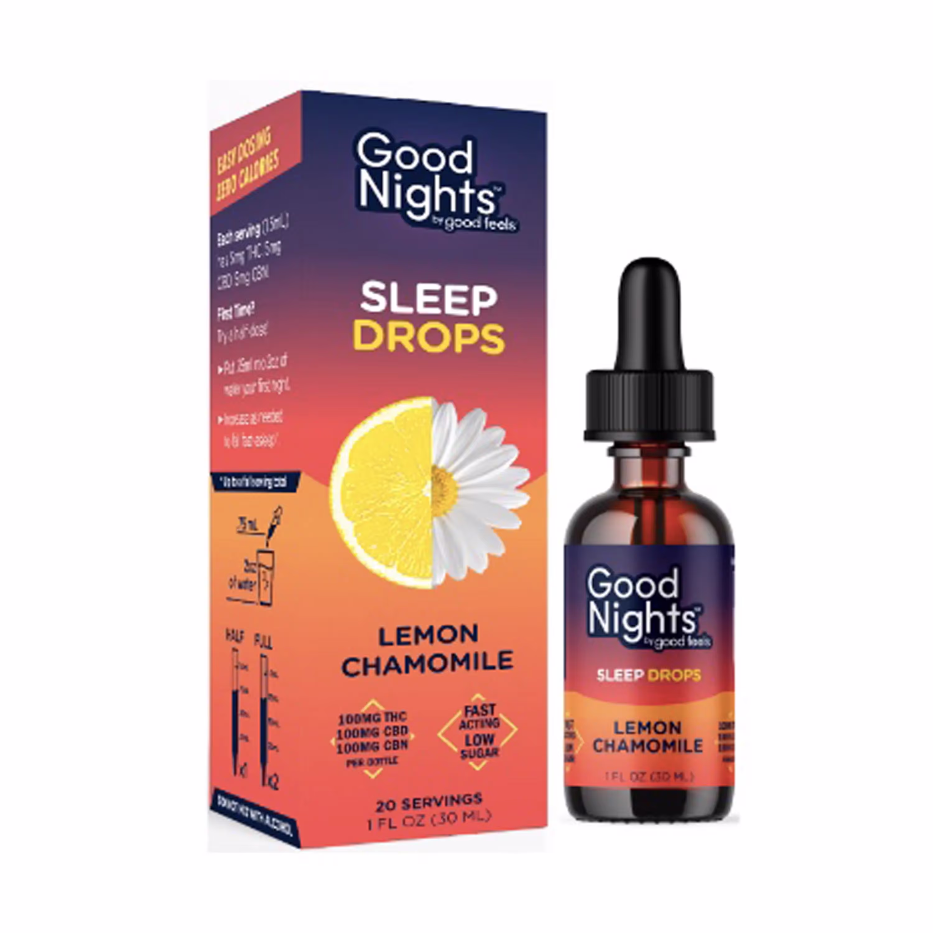 Lemon Chamomile Sleep Drops | 1:1:1 | THC:CBD:CBN | Beverage Enhancer | 100mg