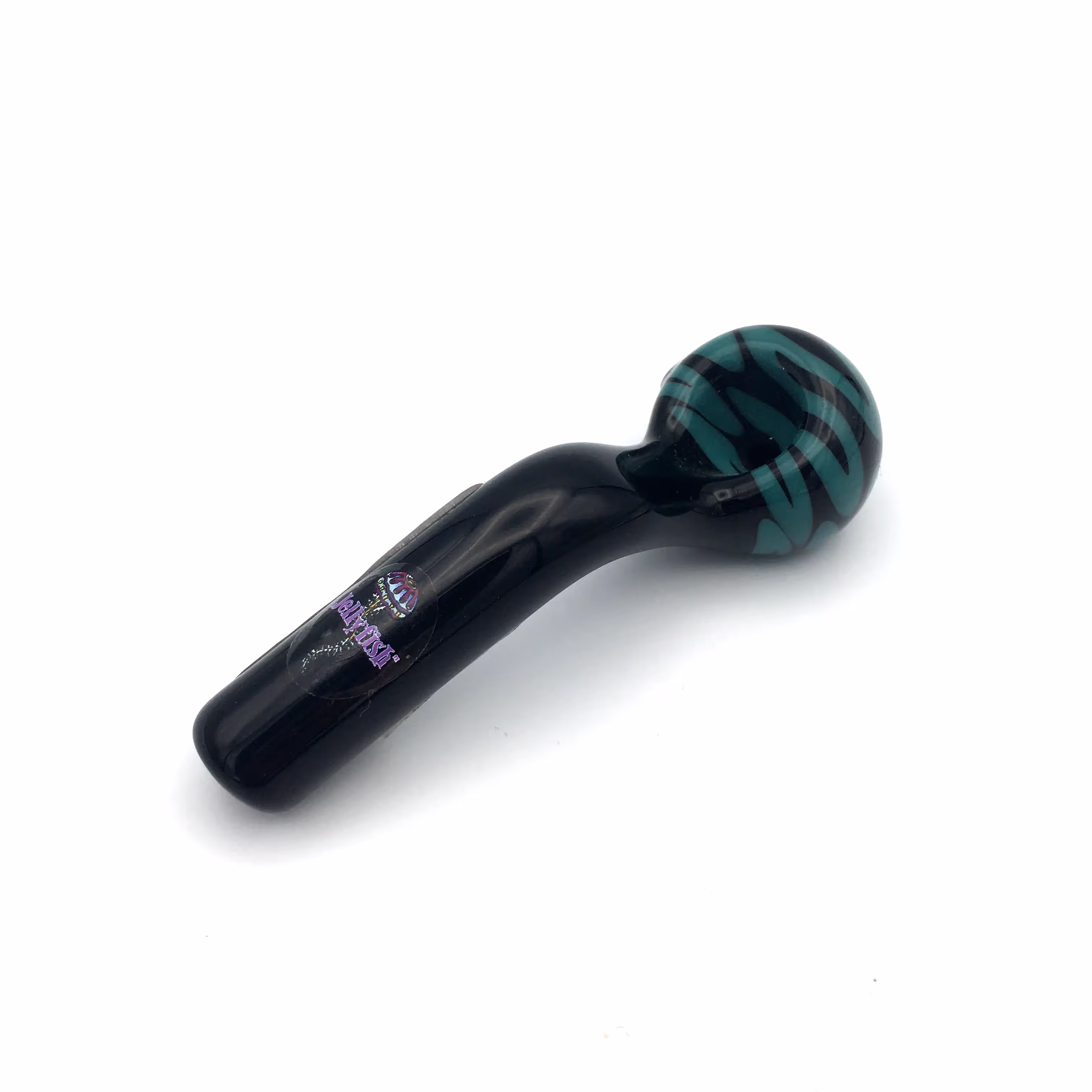 Black Bent Pipe with Squiggle Cap | Jellyfish Glass