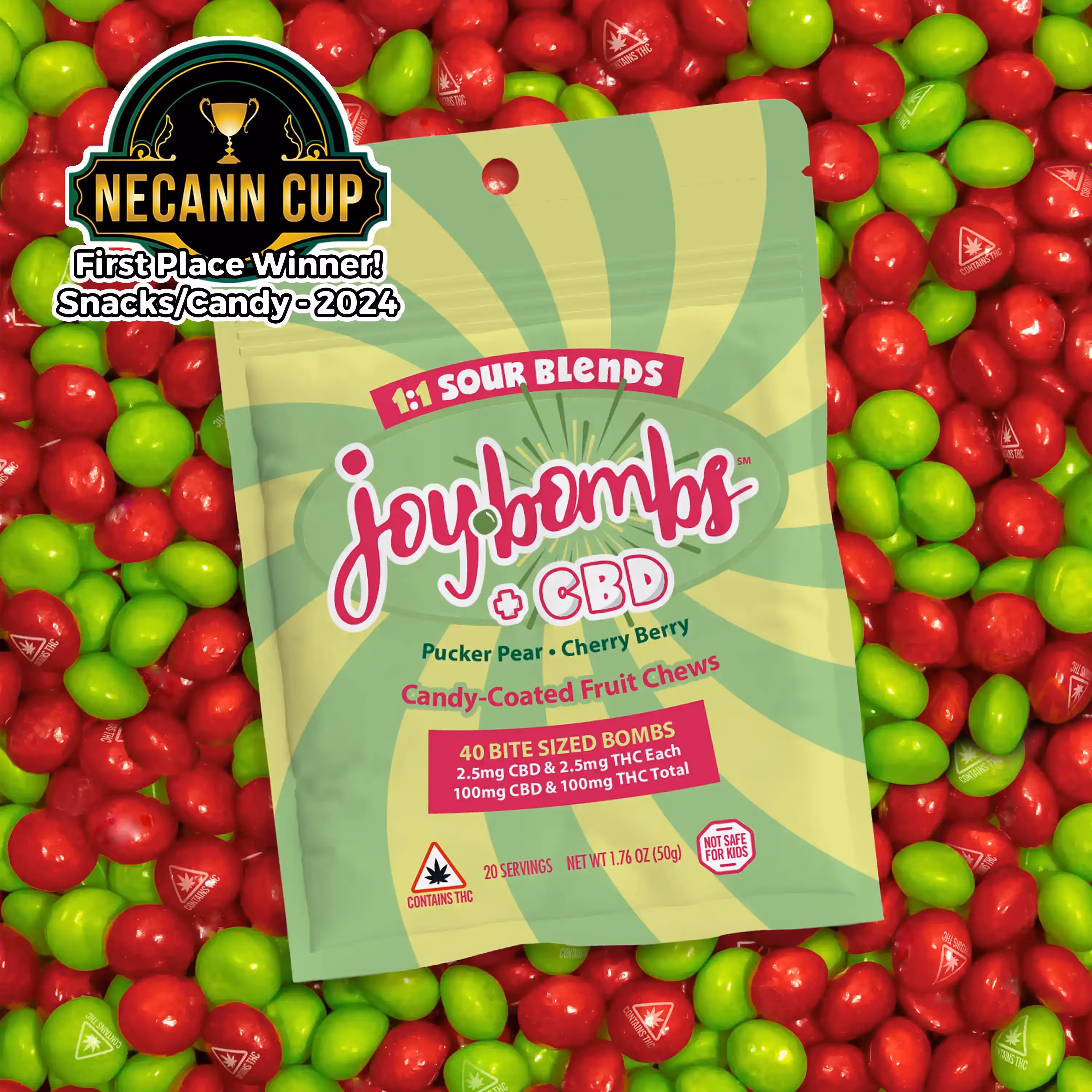 Sour Candy Coated Fruit Chews | 1:1 CBD:THC | 40pk