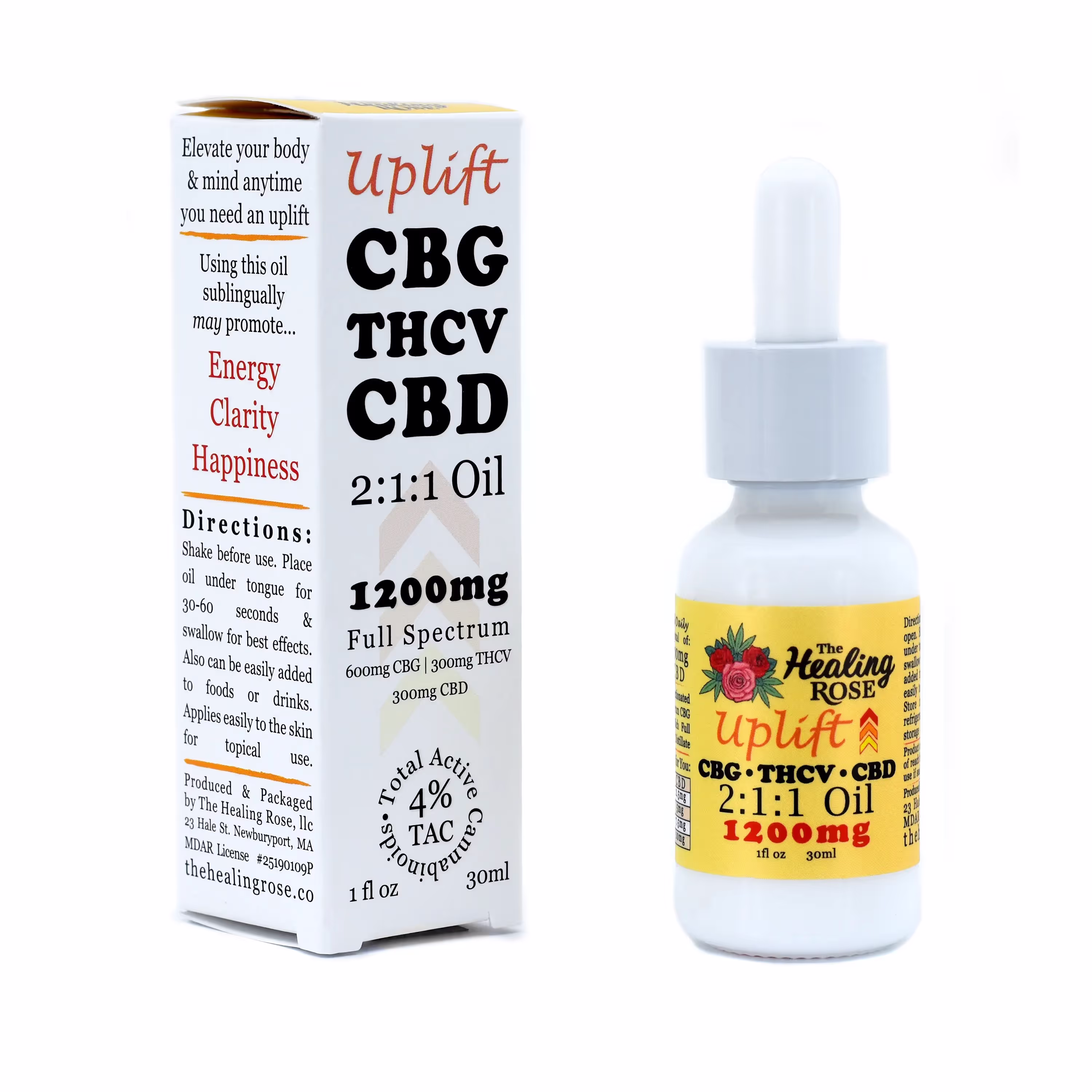 Uplift Oil Tincture | 2:1:1 | CBG:THCV:CBD | 1200mg