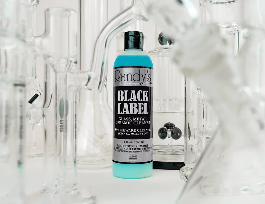 Picture of Randy's Black Label Glass Cleaner Amongst Bongs