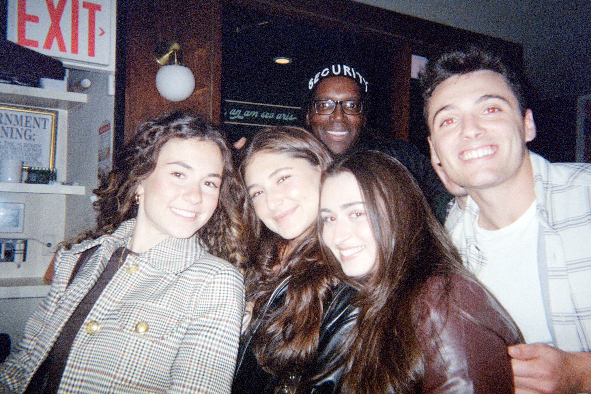 Friends smiling together on a How Jew Meet night out