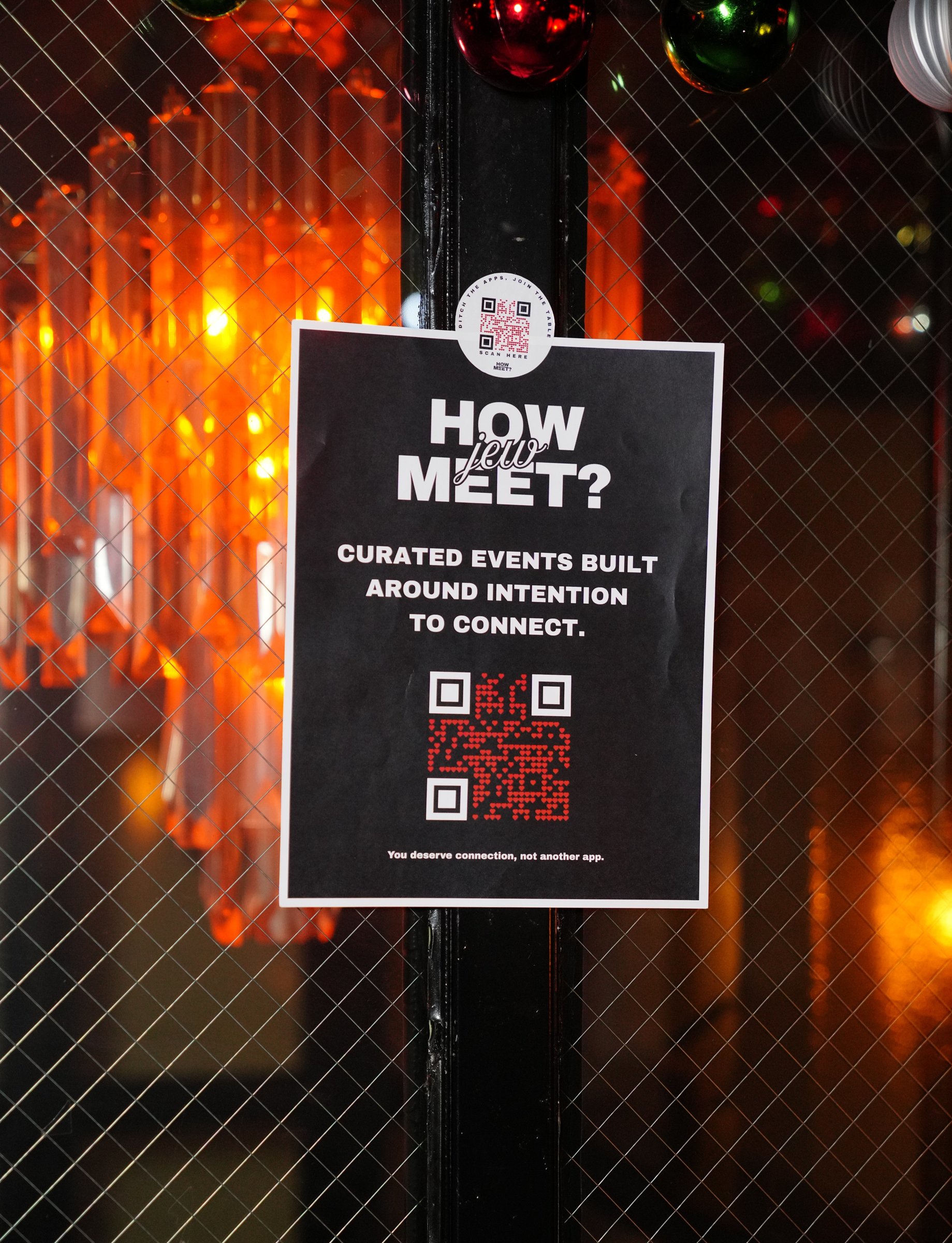 How Jew Meet poster: curated events built around intention to connect