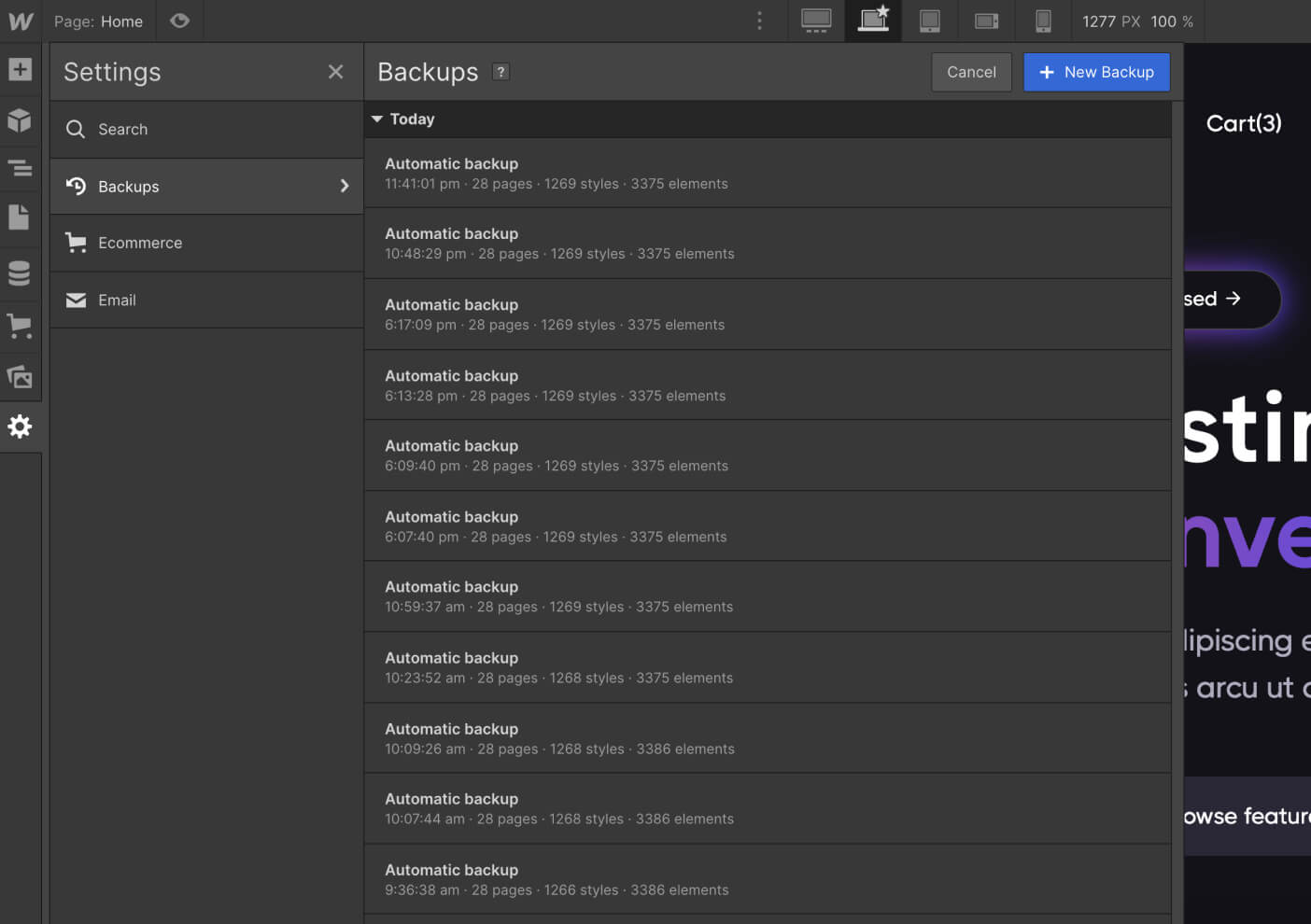 Backups - Dark X Webflow Template