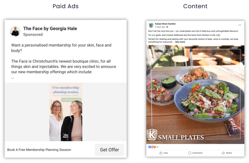 Facebook Content vs Paid Ads