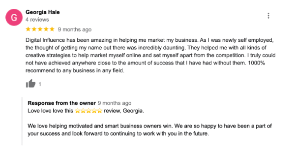 Digital Influence Google Business Profile Reviews