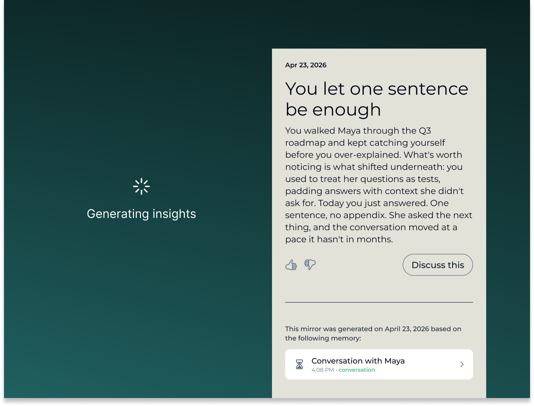 Above app interface preview
