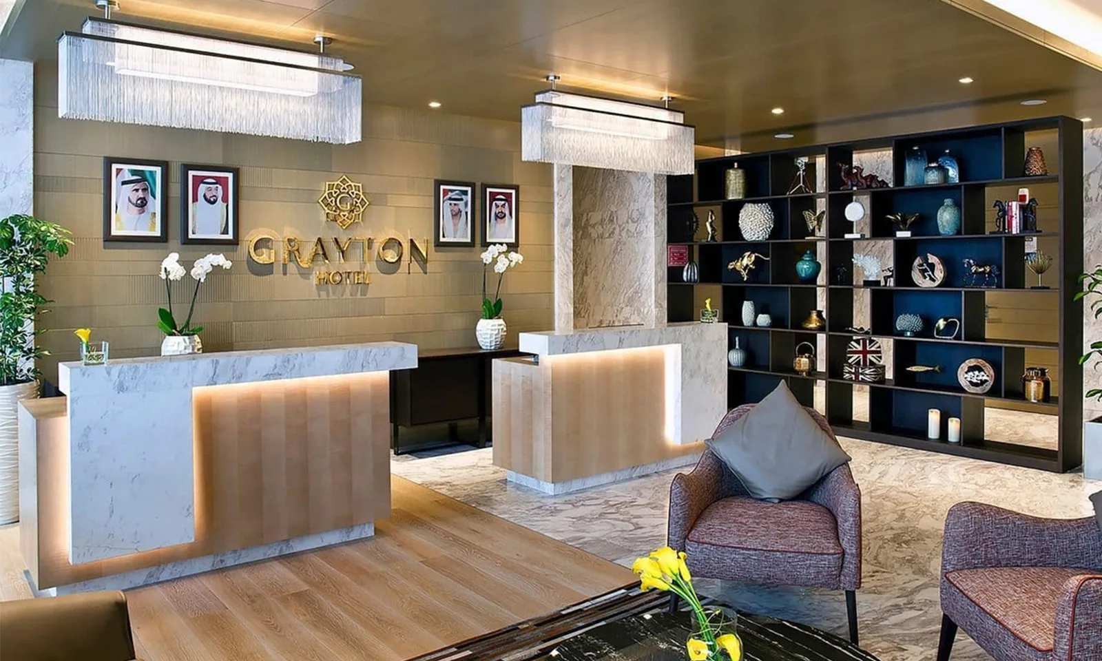 Custom furniture in a hotel lobby or public area