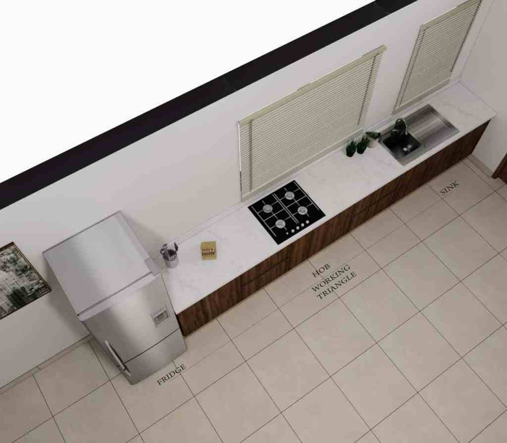 straight layout in kitchen modular design
