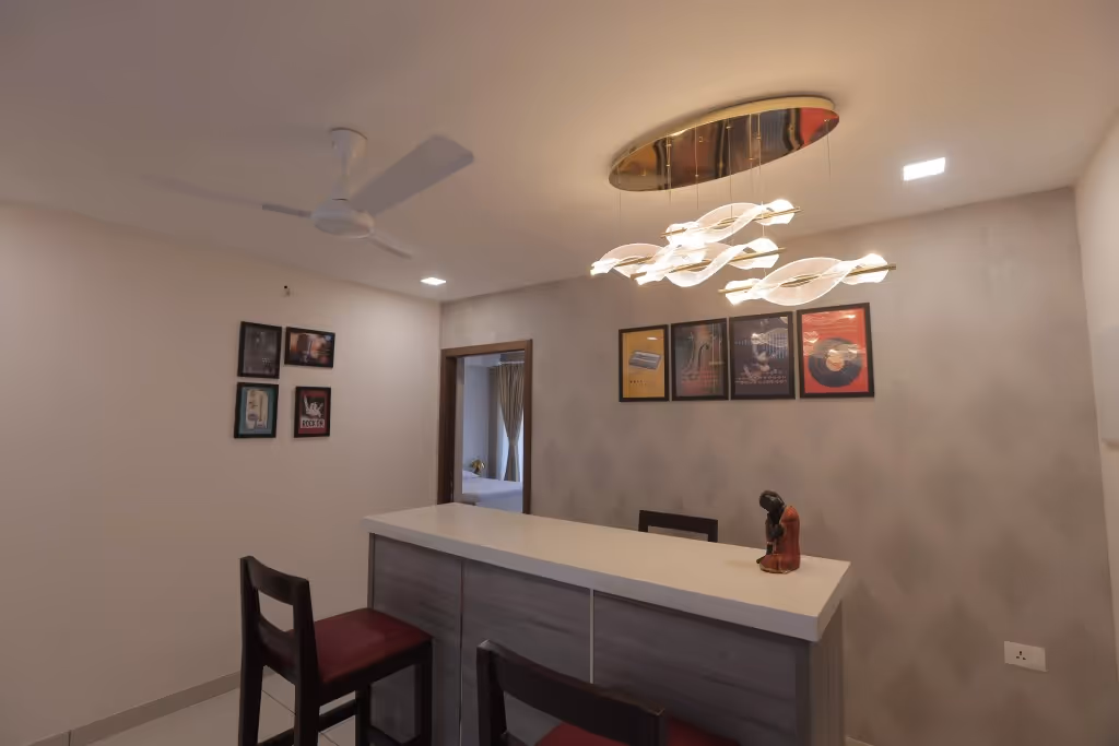 creative lighting counter design for modular kitchen