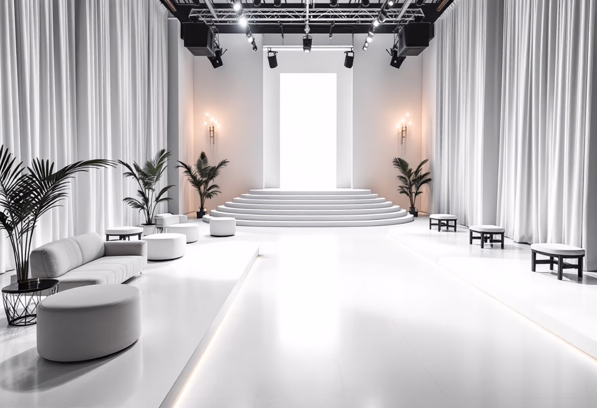 image of a decorated venue for a fashion show event planning service