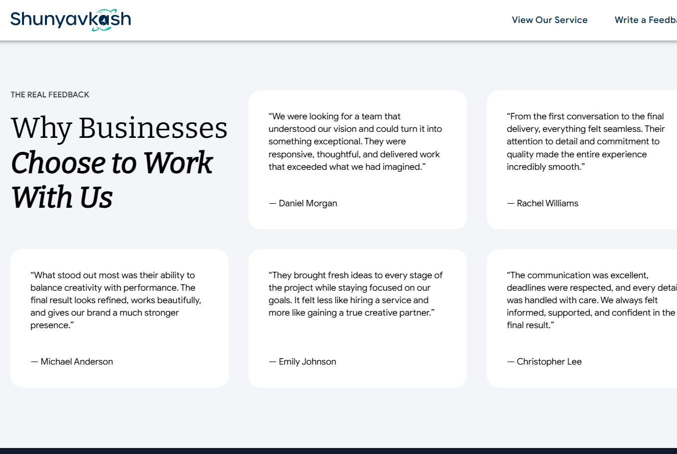 Testimonials Cards thumbnail