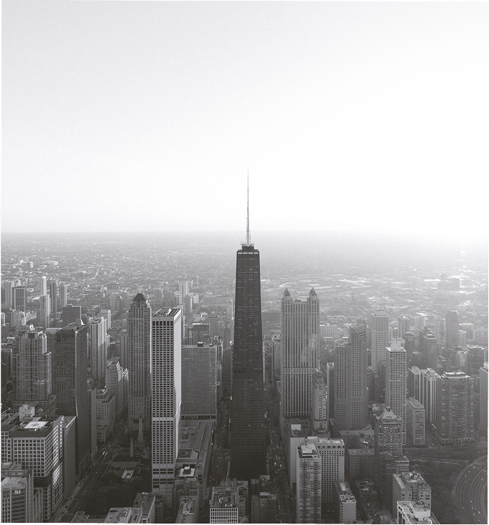 Black and white city skyline