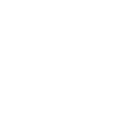 Simple white silhouette of a castle with three towers and arched windows on a black background.