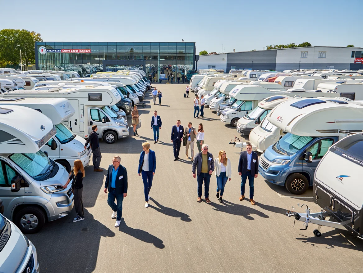 photo de personnes qui marchent dans un rassemblement de camping car