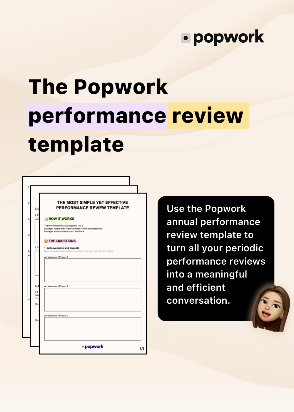 The Popwork performance review template cover