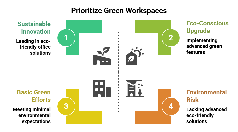 Visual guide to eco-friendly commercial office space solutions and sustainable building features for modern business units