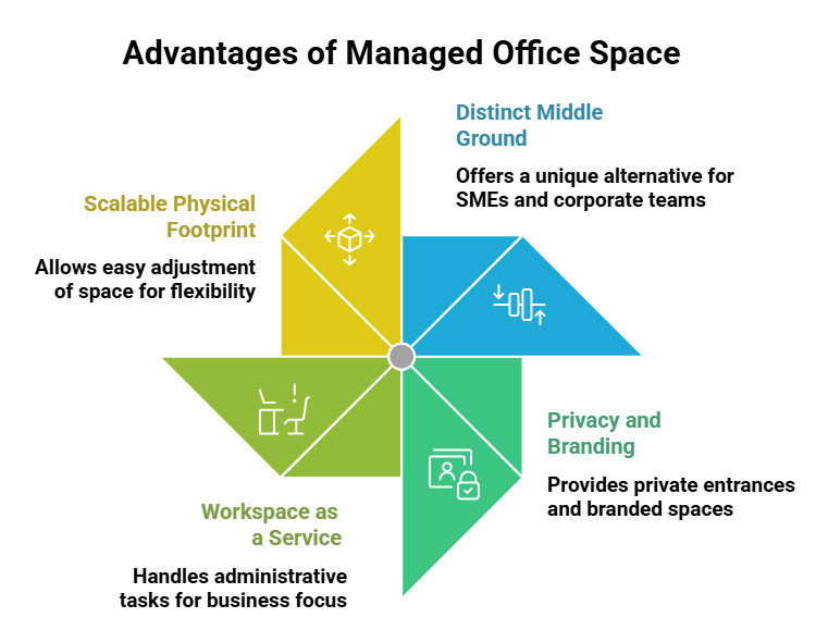 Infographic showing the Advantages of Managed Office Space Basildon