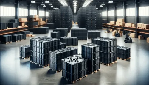 a large warehouse with many crates