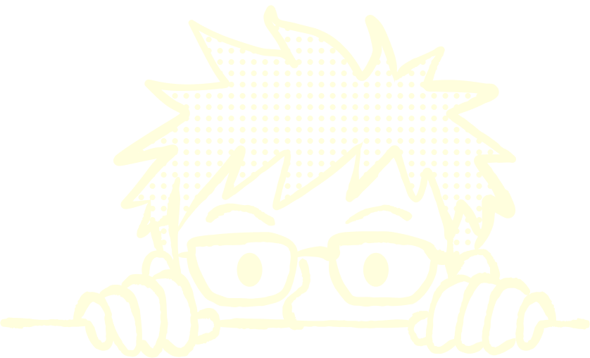 Antonio Bautista’s logo icon showing a cartoon self-portrait with spiky hair and glasses peeking playfully over a line, used in the website footer.