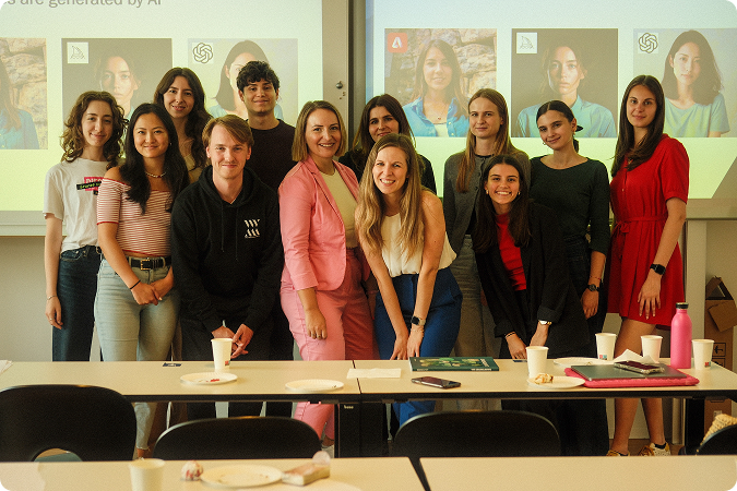 Students infrot of a screen at a company visit