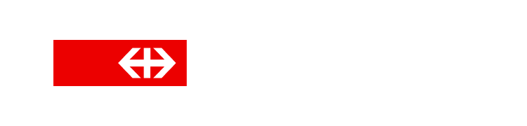 SBB CFF FFS Logo mit rotem Hintergrund und weißem Symbol links, kombiniert mit weißem Text.