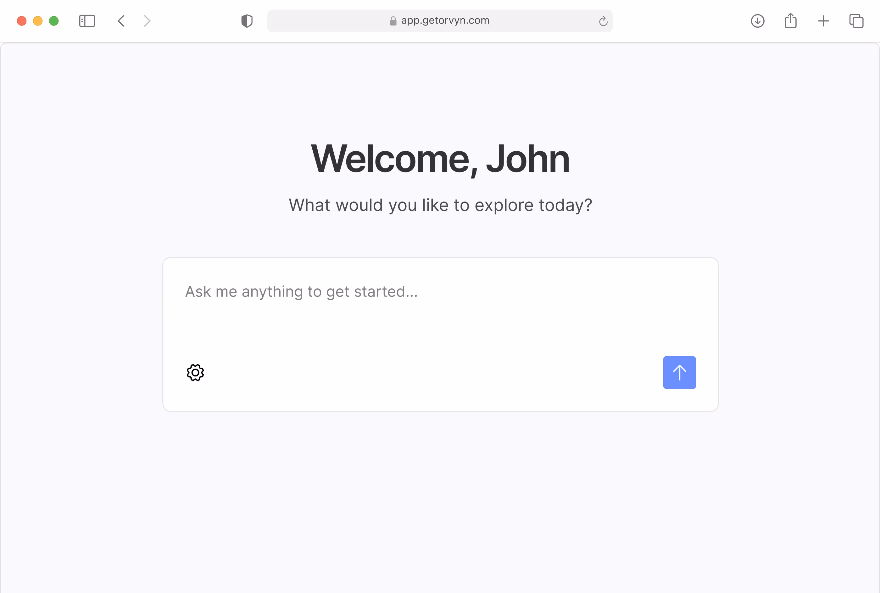 Orvyn welcome dashboard 